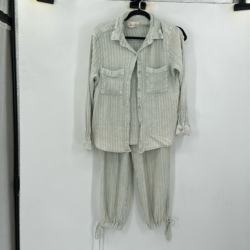 Vintage Havana Cargo Pant & Button Down Set Mint Green Size Small
